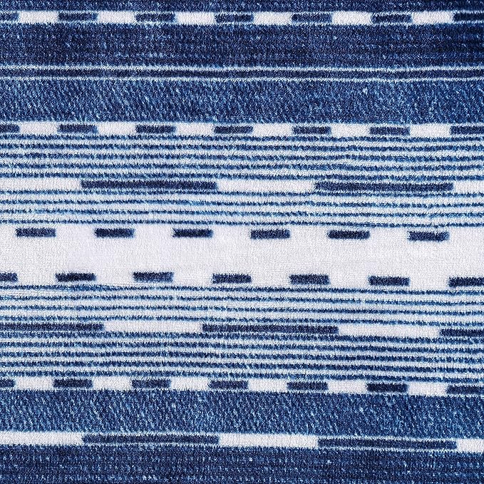 Wrangler - Blanket, Super Soft Sherpa Bedding, Yellowstone Inspired Throw Blanket for Couch or Bed (Logan Stripe Blue, 50" x 60")