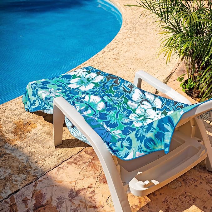 Elite Trend Microfiber Beach Towel for Adults with Bag - Extra Large 78x35 inch Lightweight Sand Free Quick Dry Towel for Travel, Swimming, Yoga, Camping (Hibiscus)
