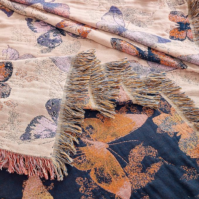 VANJOROY Boho Throw Blanket, 100% Organic Cotton Breathable Ultra Soft 91" x 108" King Bed Quilt Throw - All Season Floral Rustic Farmhouse Decor Luxury Blanket for Sofa Couch Chair and Gift