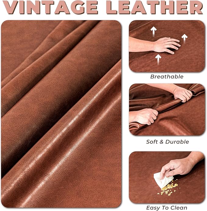 Large Leather Dog Sofa Pet Bed Couch for Large and Medium Dogs Under 70 lbs | Brown Luxurious Vintage Elevated Dog Sofa, Chaise Indoor Furniture Style Pet Supplies Low Maintenance