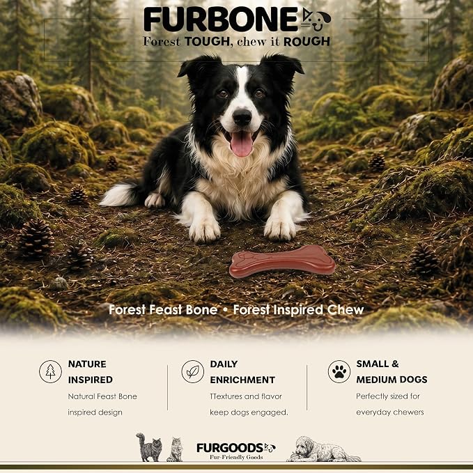 FURBONE Forest Feast Beef Flavored Nylon Dog Chew Bone, Small Medium Breeds