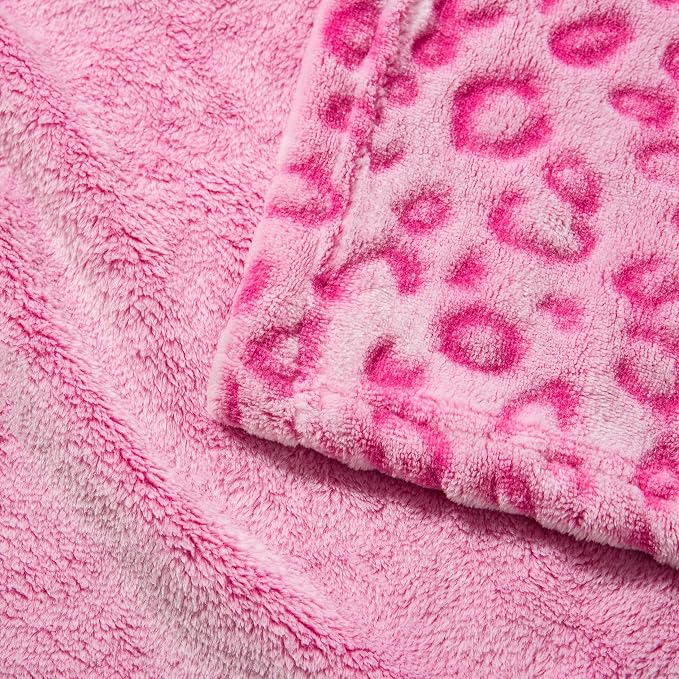 Excervent 3D Leopard Print Throw Blanket for Bed, 50x60 inches, Pink | 280 GSM Lightweight Fleece Cheetah Throw Blanket for Couch Sofa Bed, Super Soft Cozy Warm Blankets, Suitable for All Seasons