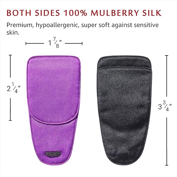 Astropic 2Pcs Silk Eye Patches for Adults Kids Glasses to Cover Either Eye (Medium, Violet)