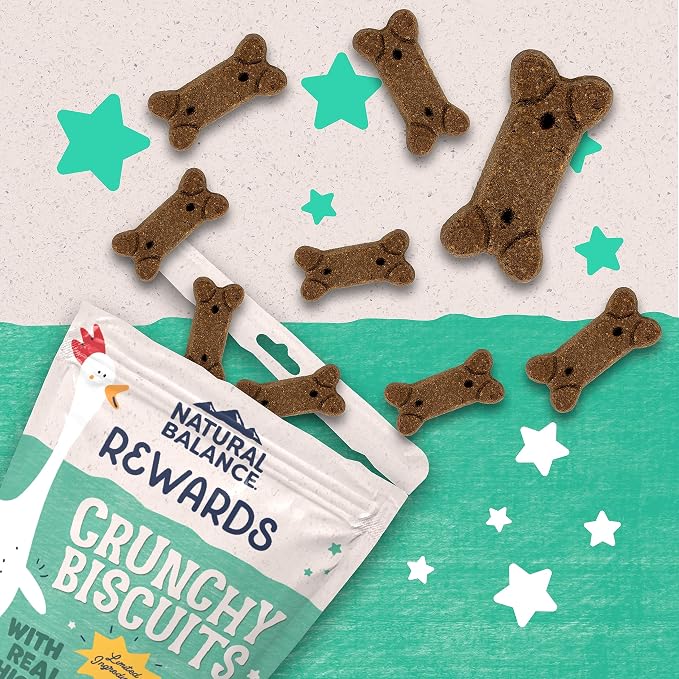 Natural Balance Rewards, Crunchy Biscuits, Chicken, 14 oz | Grain-Free Dog Treats for Adult Dogs, Limited-Ingredient Recipe, Made with Real Ingredients, Great for Training