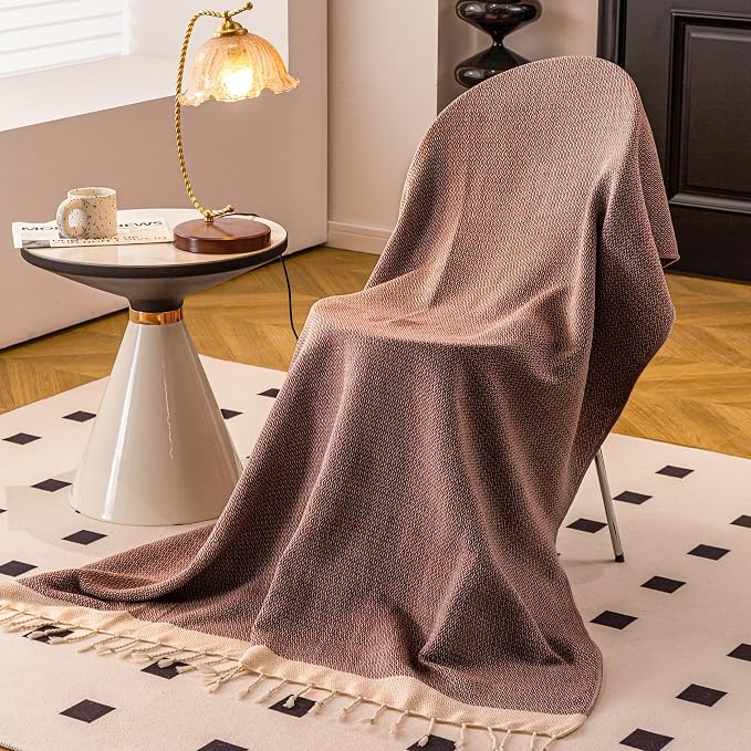Peshtemania Premium Cotton Boho Blanket |50”x60”| Burnt Orange Fall Throw Blankets for Bed Sofa Couch Outdoor Farmhouse Turkish Throws and Blankets for Sofa Bedroom Picnic Blankets Yoga Blanket