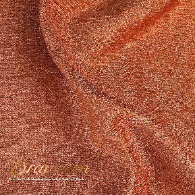 BRAWARM Chenille Throw Pillow Covers 16x16 Inches, Burnt Orange, 2 Pack | Decorative Pillow Covers with Shell Edge, Soft Cushion Cases for Sofa Bed Living Room Home Farmhouse (No Insert)